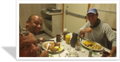 A group of people eating breakfast

Description automatically generated